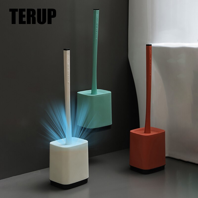 Terup Tpr Toiletborstel Lange Steel Zachte Rubberen Wc Borstel Met Base Badkamer Schoonmaken Tool Thuis Bad Accessoires