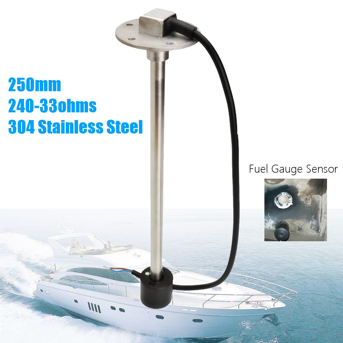 Oil Liquid Tank Fuel Water Level Sensor Boat Fuel Sending Unit Marine Truck Car RV Gauge Sensor 33-240 ohms 250mm