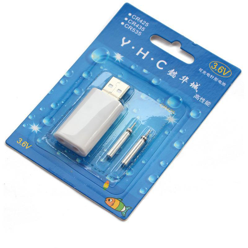 Isca carregadora recarregável cr425 2 furos, para pesca, bateria recarregável usb para usar trajes para diferentes dispositivos carregadores fu038