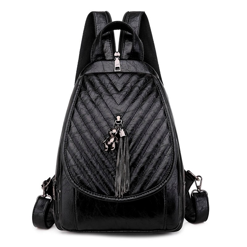 Vrouwen Pu Lederen Rugzakken Vrouwelijke Vintage Rugzak Voor Meisjes Tas Reizen Rugzak Dames Vrouwen Back Pack: Style 1 Black