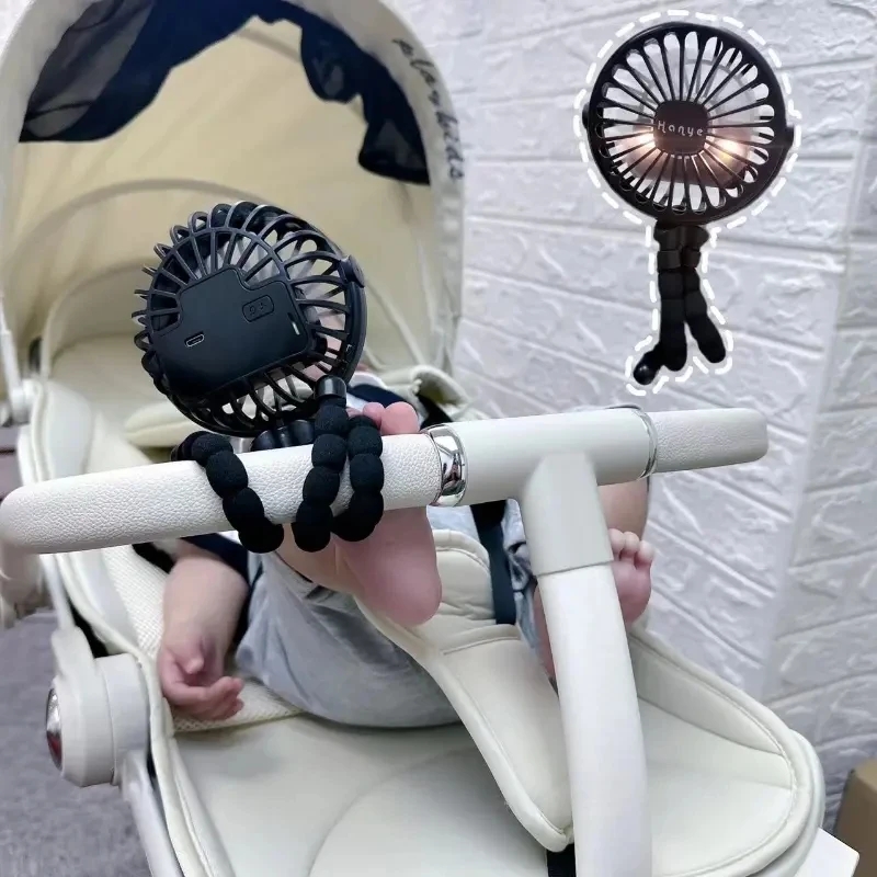 Ventilateur de bureau pliable portable USB, ventilateur de détermination pour poussette de bébé, petit ventilateur de poulpe multifonctionnel muet d'été