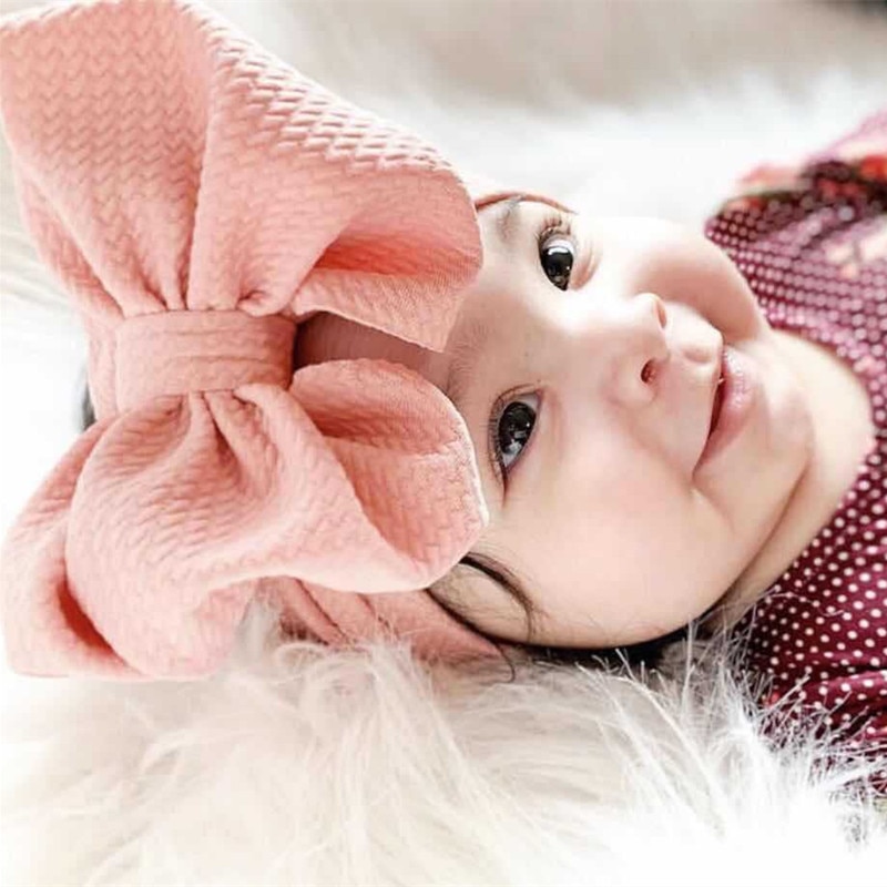 7'' Big Bows Texture Top Knot For Girls Chic Kids Winter Solid Wide Headband Hair Bow DIY Hair Accessories Head wrap