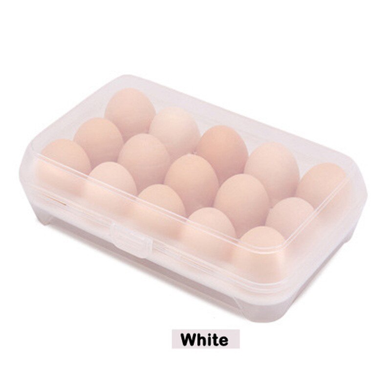 15 Eggs Holder Food Storage Case Home Kitchen Simple Multipurpose Egg Food Container Useful Refrigerator Eggs Storage Box U3: White