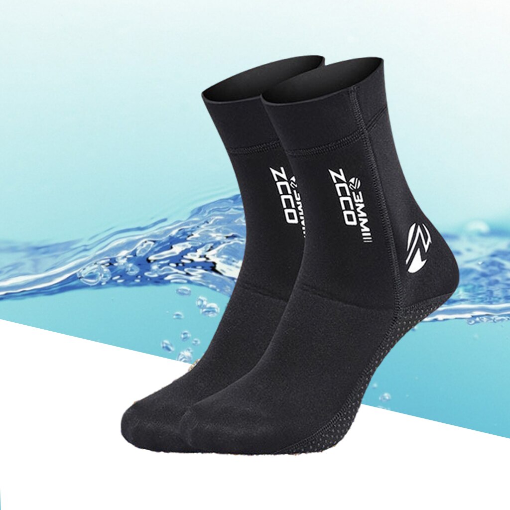 3mm Neoprene Diving Socks Wetsuit Boot Swimming Snorkeling Warm Swim Water Shoes: Black L