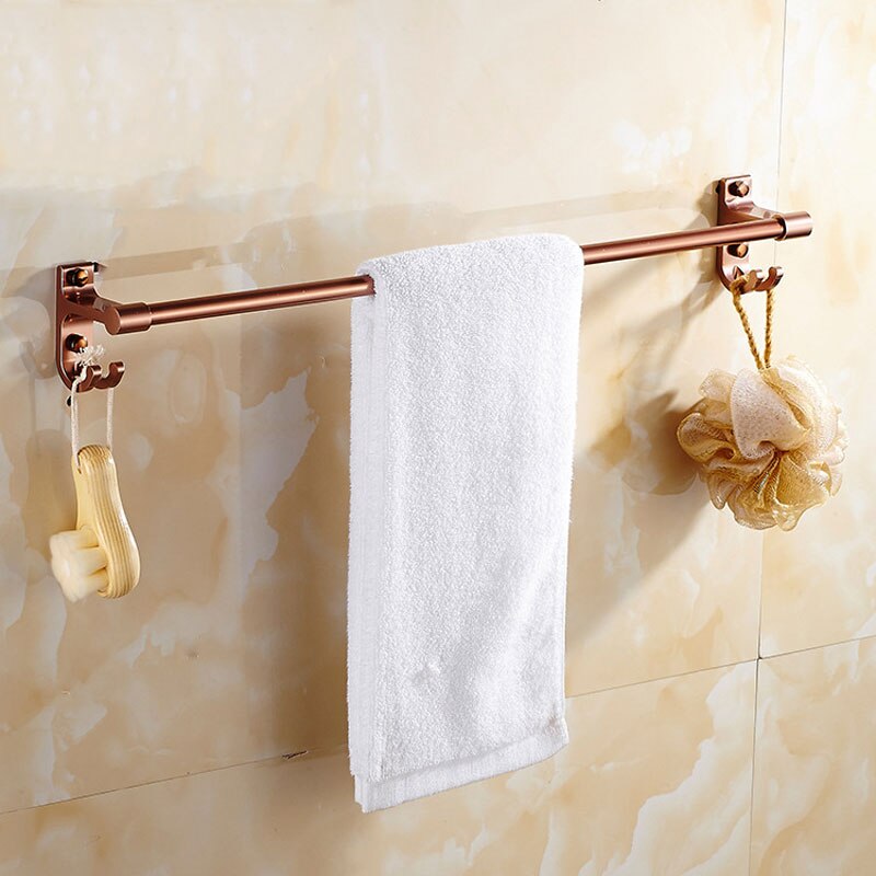 4 kleuren Ruimte Aluminium Badkamer Handdoek Bar Enkele Handdoek Bar Rail Houder Hanger: Rose Gold