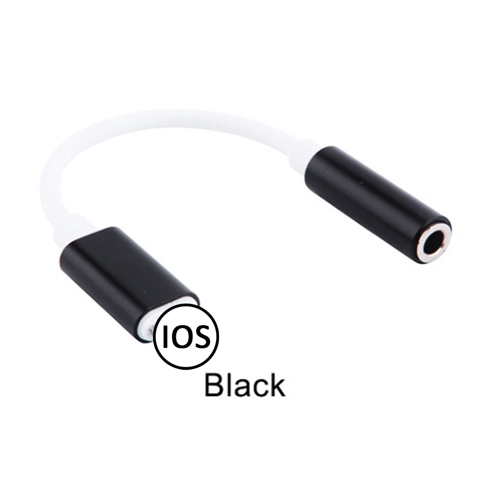 Cable adaptador de Audio de 8 pines a 3,5mm para Apple, convertidor de auriculares de iluminación a 3,5mm para IPhone 12, 11 Pro Max, XS, XR, X, 8 Plus, 7: black white