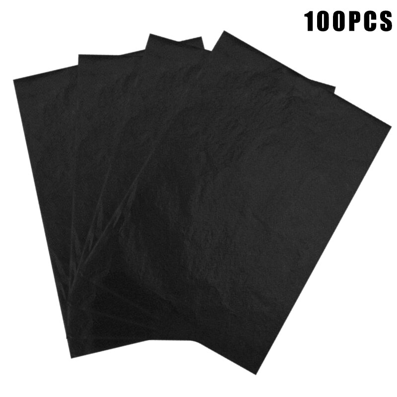 100 Pcs Carbon Paper Transfer Copy Sheets Graphite Tracing A4 for Wood Canvas Art Paper Office Painting Accessories DIY Copy: black
