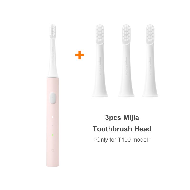 Original Xiaomi Mijia T100 Sonic Electric Toothbrush Adult Ultrasonic Automatic Toothbrush USB Rechargeable IPX7 Waterproof: pink add 3 head