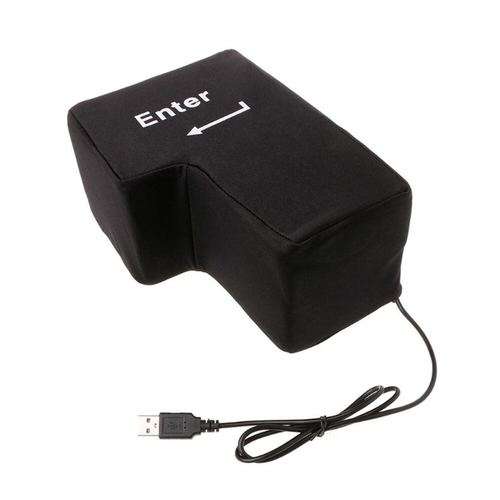 Anti-Stress Computer Enorme Enter-toets Grote Giant Usb Toetsenbord Vent Knop Kussen Office Desktop Notebook Stress Reliever: Black