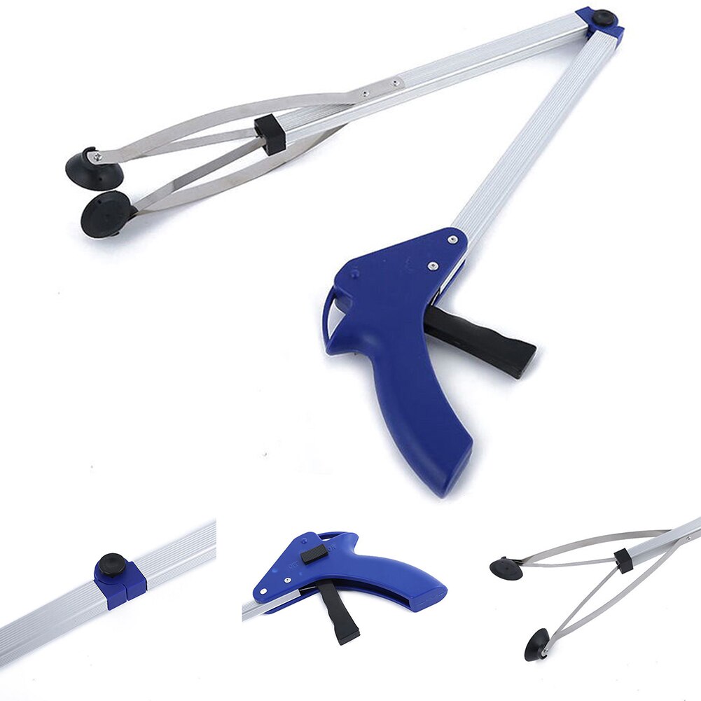 Pinzas para recoger basura largas plegables, herramienta de recogida con mango curvo, herramienta de recogida portátil de fábrica