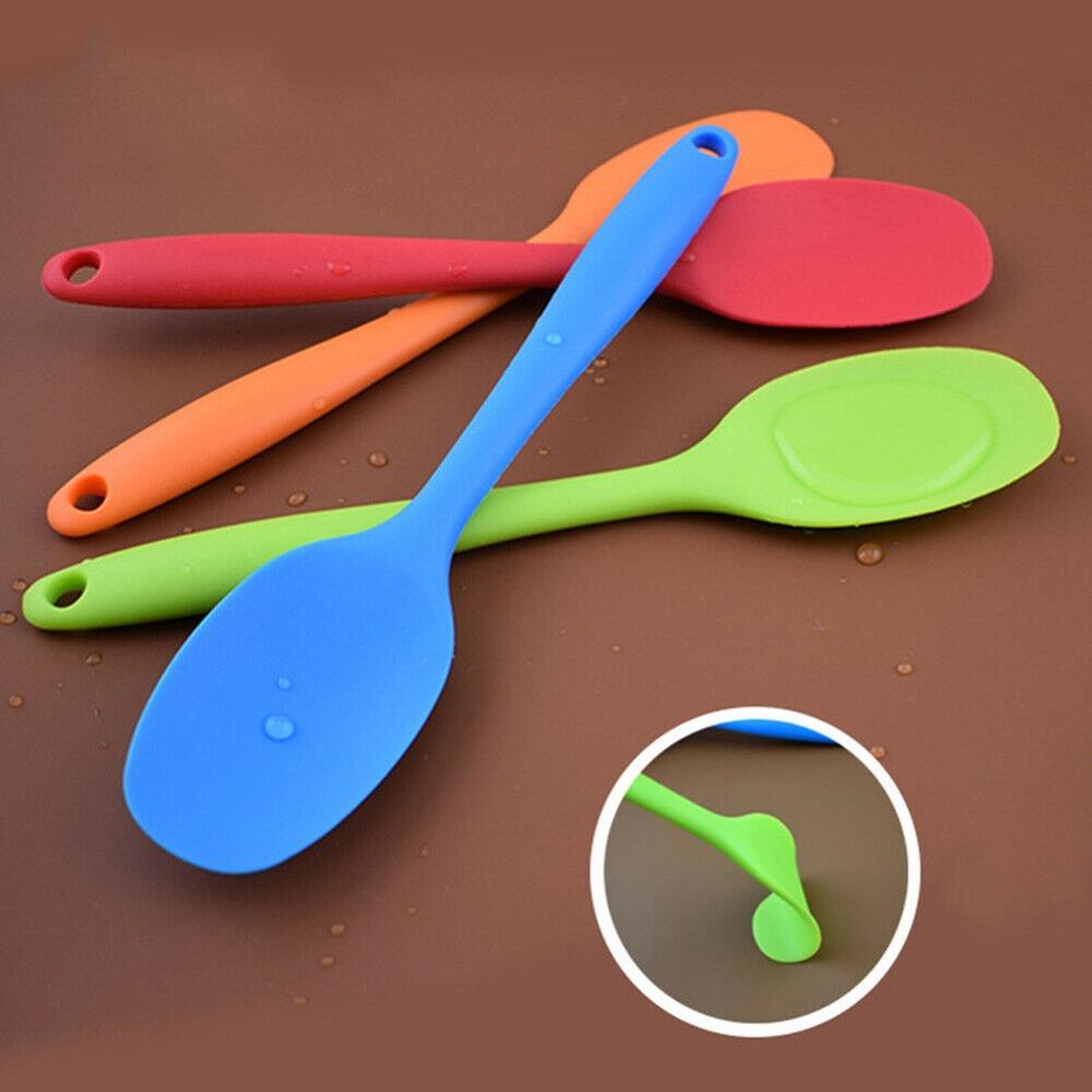 5 kleur Food Grade Kookgerei Siliconen Lange steel Soep Lepel Effen Kleur Keuken Siliconen Bestek Gebruiksvoorwerpen Accessoires