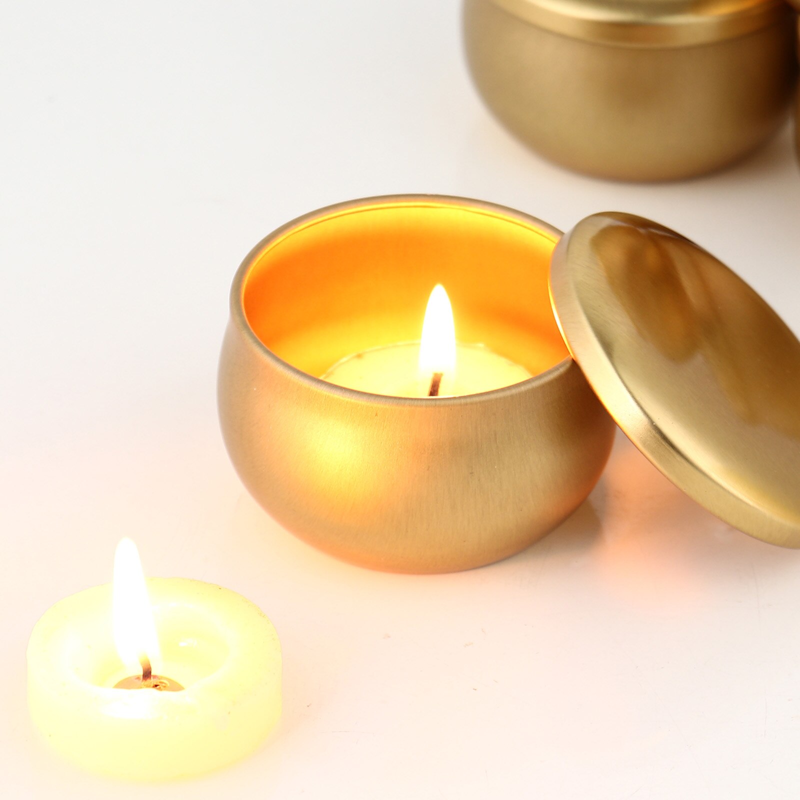 Jarra de tambor de hojalata de Color sólido, contenedor de té, latas de vela con tapas para fabricación de velas, tarro de almacenamiento de alimentos, 4 Uds.