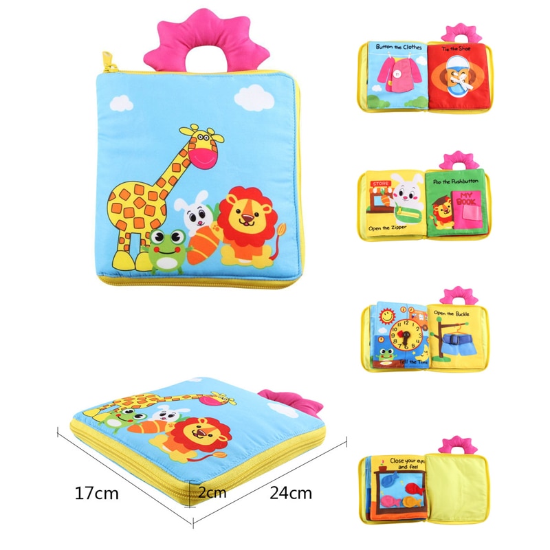 Soft Books Infant Early cognitive Development My Quiet Bookes baby goodnight educational Unfolding Cloth Book Activity Book DS19: yellow