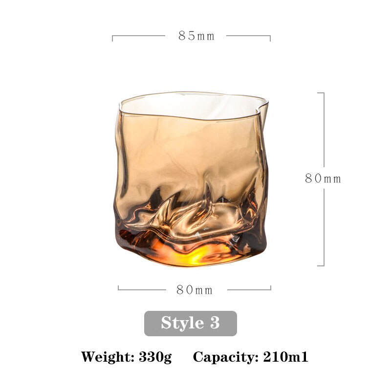 Japanese-style Twisted Gold Rim Glass Wine Glasses, Irregular Glasses, Suitable for Cold Drinks, Juice, Beer, Whiskey,: Style 3
