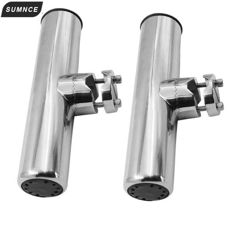 2pcs Fish Rod Holder Marine Stainless Steel Clamp On Fishing Rod Holder Adjustable Boat Fishing Tackle