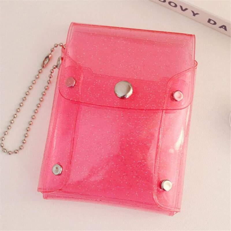 Mode Transparante Waterdichte Vrouwen Card Case Visitekaarthouder Mannen Creditcard Zak Id-kaart Mini Portemonnee Meisjes Portemonnee: Rose Rood