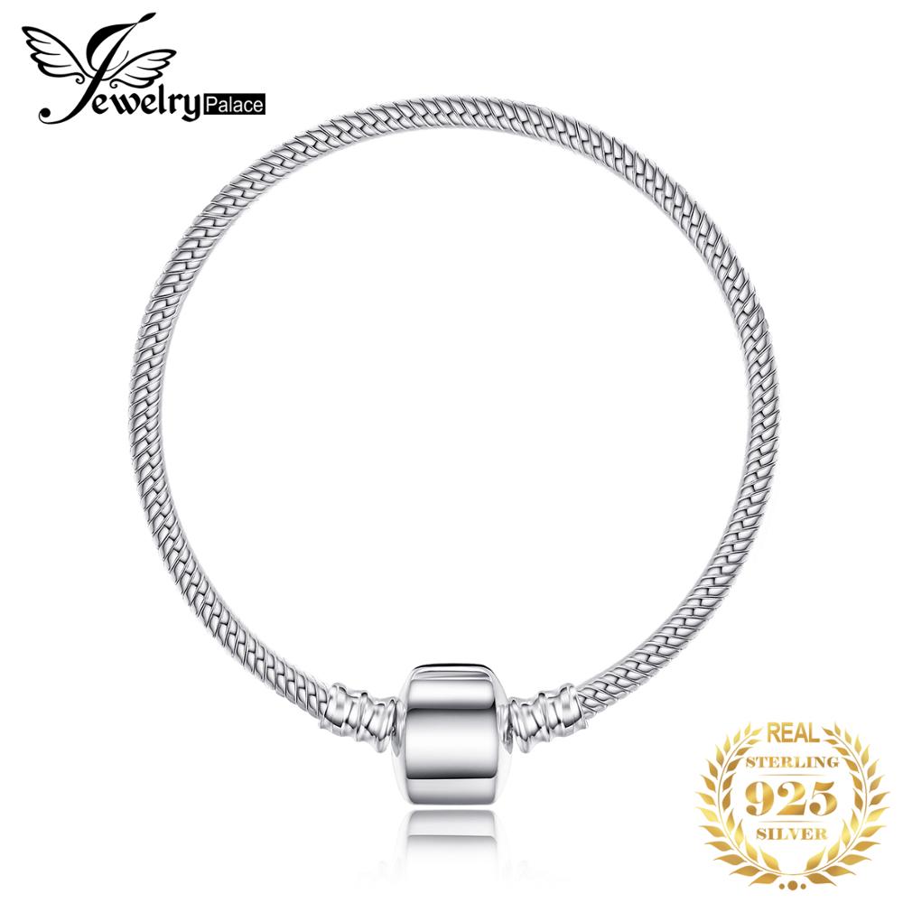 Jewelrypalace 925 Sterling Silber Armband Snake Kette Armreif Armbänder Für Frauen Armband Fit Perlen Charms Silber 925 original