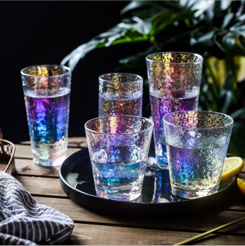 Creatieve Hamer-print Schitterende Gekleurde Glas Drank Cup