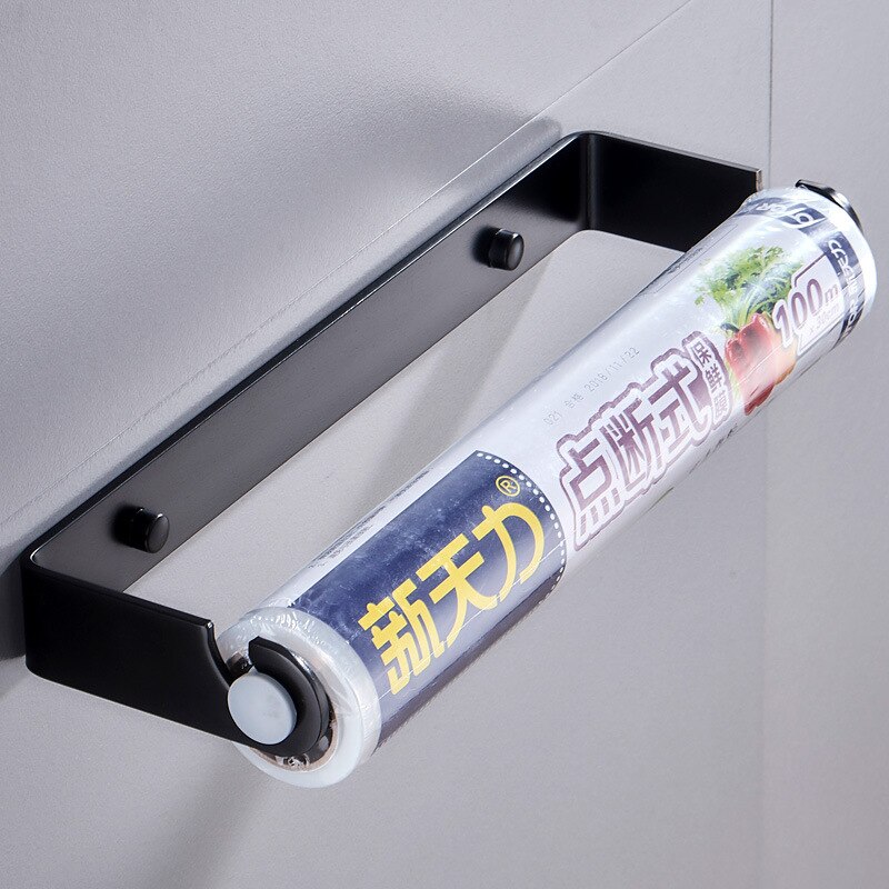 Kitchen Wiper Paper Towel Rack Refrigerator Plastic Wrap Bag Storage Rack Hole Punched Wall Hanging Paper Extraction Hanging Org