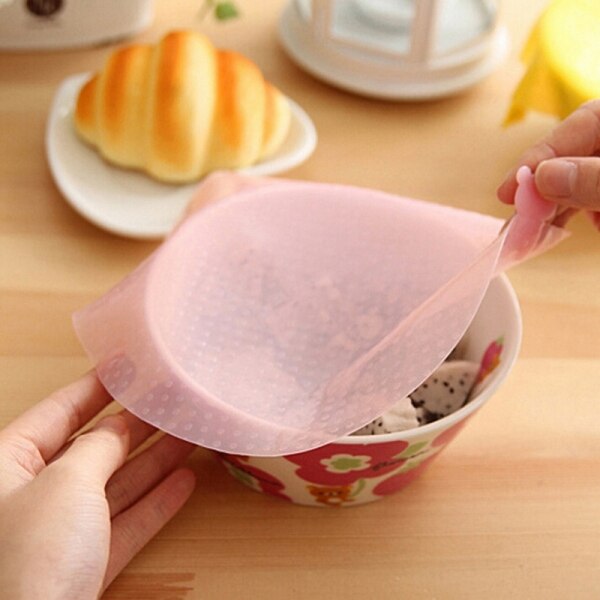 Food Grade Keeping Food Fresh Saran Wrap Reusable high stretch Silicone Food Wraps Seal Vacuum Cover Stretch Lid