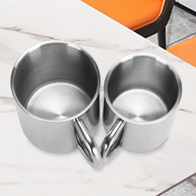 Double Wall Anti Scalding Coffee Thermal Mug Insulated Portable Stainless Steel Whiskey Beer Tea Juice Drinking Handle Water Cup