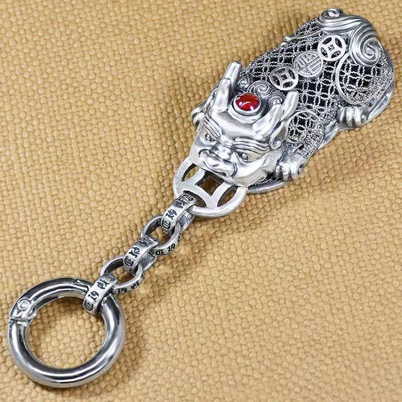Nationaler wind trend paixiu auto-schlüsselanhänger anhänger für männer und frauen persönlichkeit high-end netz rot metall piqiu auto-ornamente