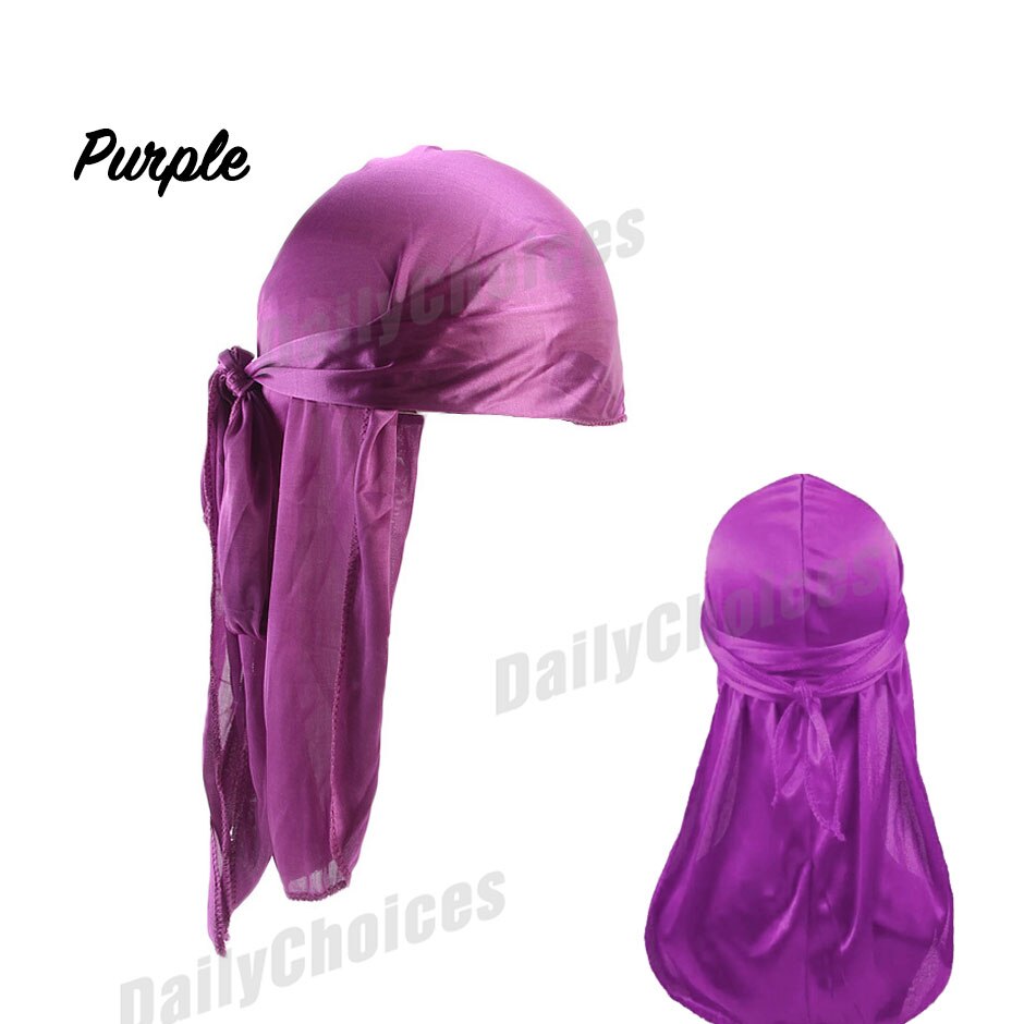 US Unisex Men Women Bandana Doo Durag Headwear Soft Silk Pirate Cap Wrap: Paars