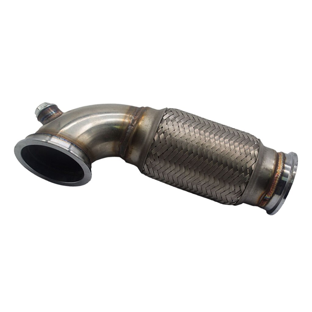 3" V-Band Flanged Downpipe Low Profile 90° W/ Flex Bellow Pipe Stainless Steel