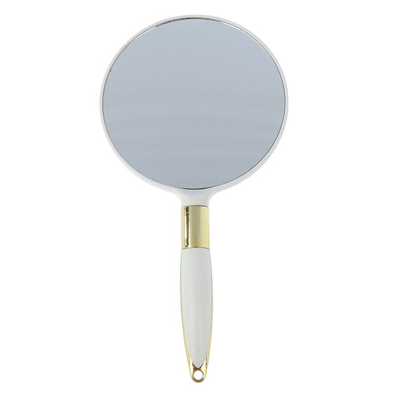 1pc hånd makeup spejl plast vintage håndspejle makeup makeup spejl rundt håndholdt kosmetik spejl med håndtag til: Hvid
