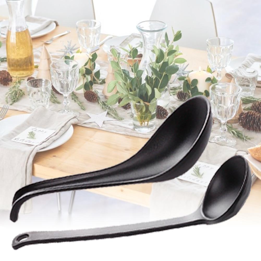 Soup Spoon Black Matte Ladle Spoon Japanese Style Hand-Pulled Noodle Tableware Anti-Fall Tortoise Shell Shaped Spoon 1.10