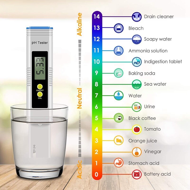 PH Meter, PH Meter with Backlight LCD Screen, PH Meter with ATC Measurement Range for Water Tester for Household