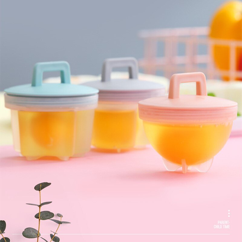 4PCS Practical Cute Egg Boiler Plastic Egg Poacher Set Kitchen Egg Cooker Tools Egg Mold Form with Lid Brush Pancake Maker