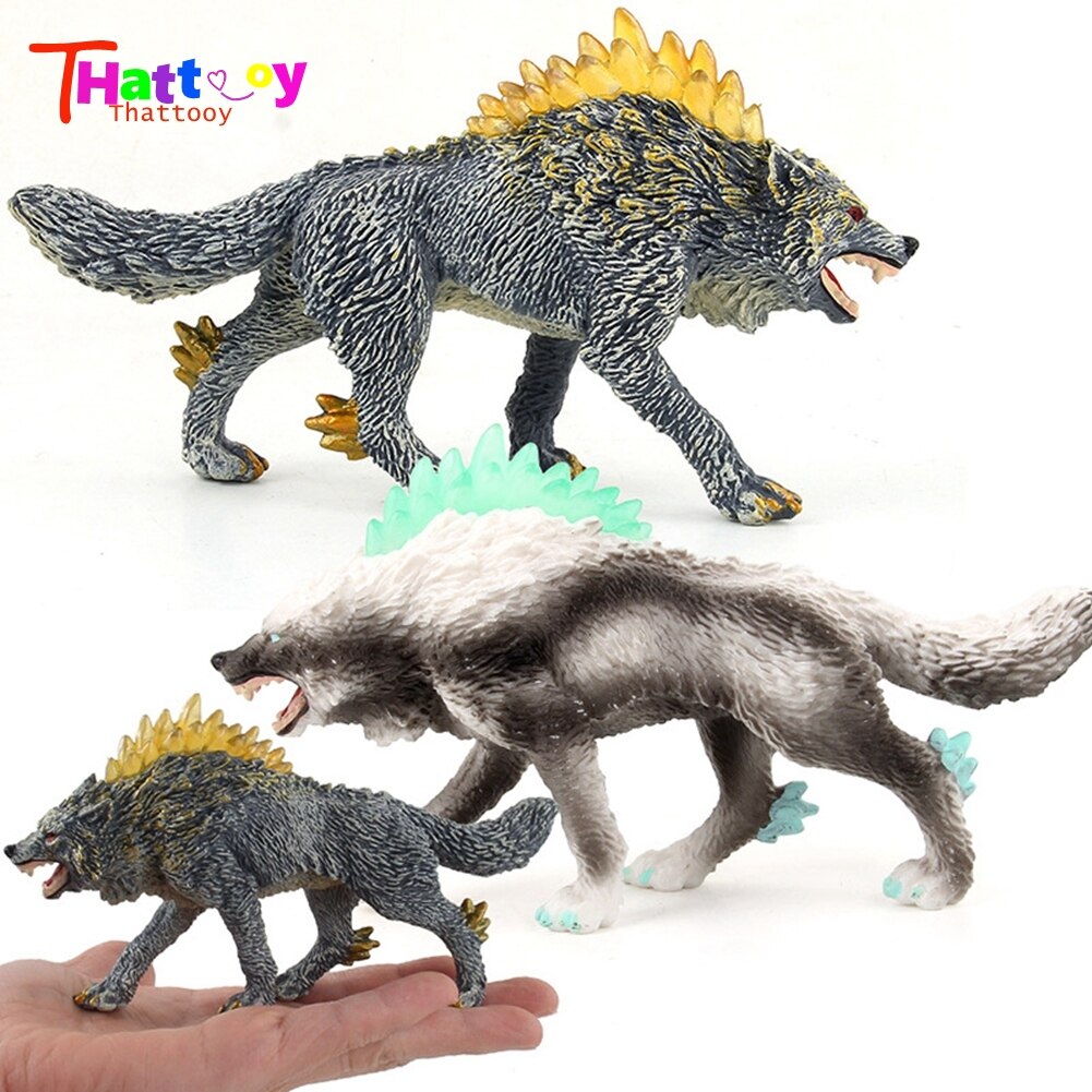 Classic Toys Solid Forest Animal Model Roaring Snow Wolf Plastic Handmade Decoration Educational Toy