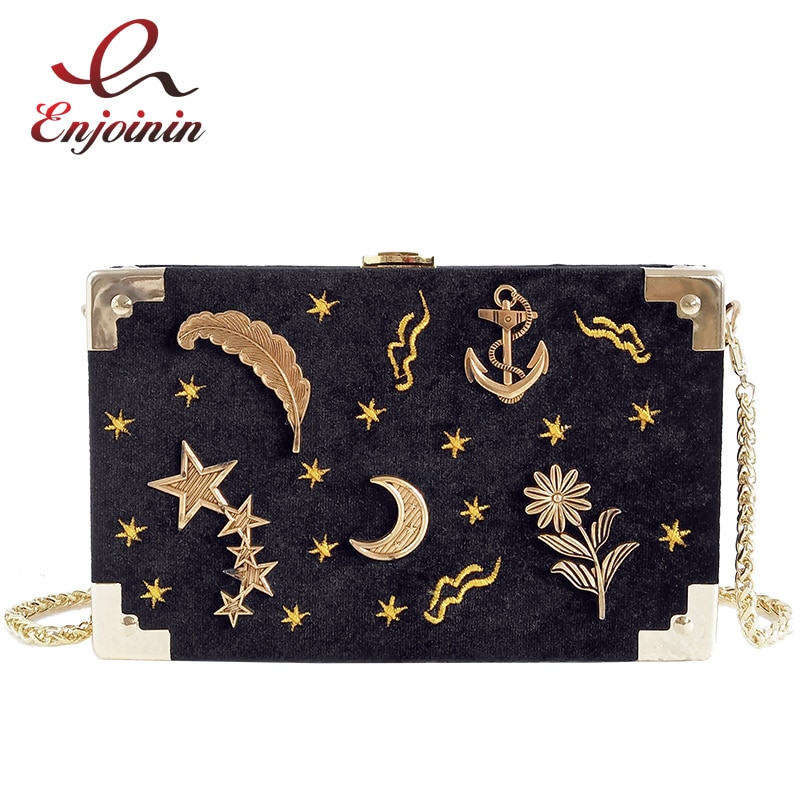 Boîte à badges en métal velours côtelé noir en forme de pochette de fête pour femmes sac à main en chaîne mini sac à bandoulière sac à bandoulière messenger