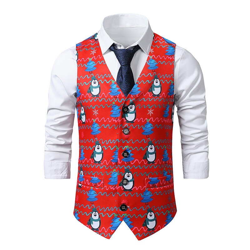 Christmas Waistcoat Mens Fun Waistcoat Fun Christmas Festive Happy Santa Claus Xmas Holiday - View #12