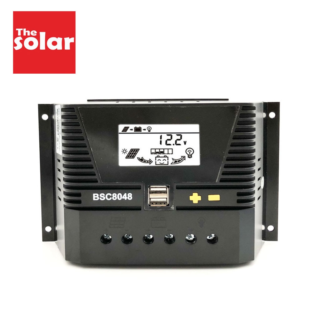 80A/60A/30A/20A Lcd Display Zonnepaneel Power Battery Bank Oplader Pwm Solar Charge Controller Usb 5V Gebruikt Voor Lood-zuur Batterij