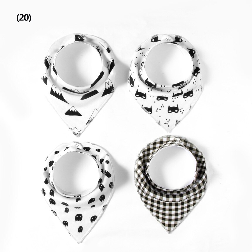 4 stycken haklappar för pojkar och flickor rapsdukar bandana haklappar babybandana vattentäta dribbla haklappshanddukar för spädbarn: Mönster 27