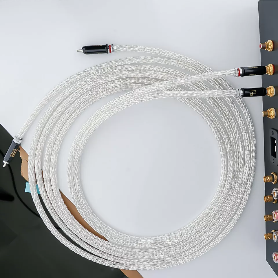 Hifi Audio RCA Cable 7N OCC Silver Plated WBT RCA Plug Self Locked RCA Cable for Amplifier DAC TV Car Audio 2RCA Cable