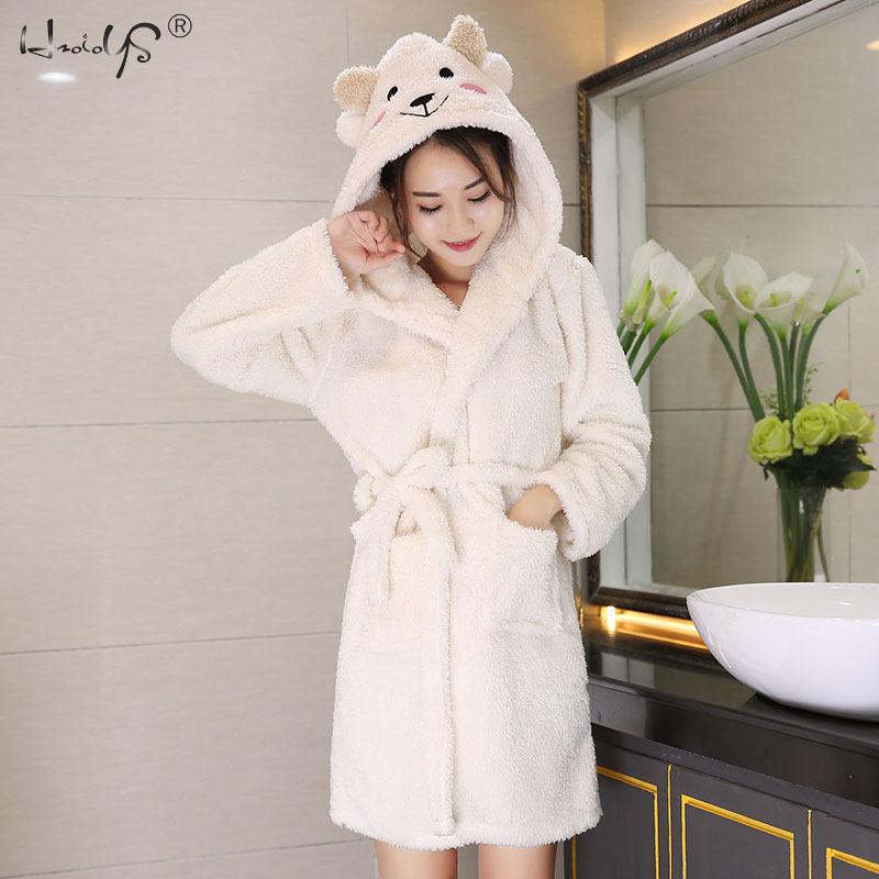 Dicke Nachtwäsche Winter Nette Warme Bademäntel Frauen Karikatur Schafe Schlecht Kleid Dressing Plus Größe Weich Kleid Brautjungfer Roben Weiblich