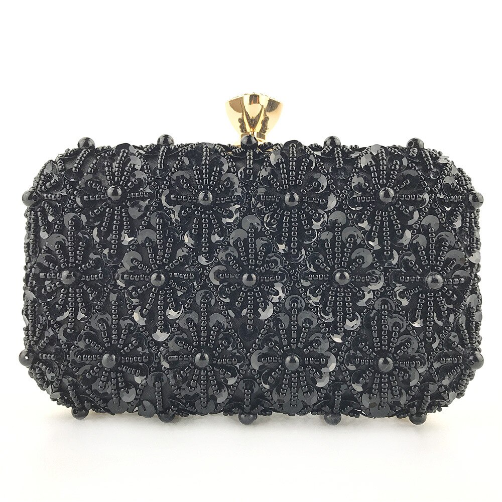 Handgemachte Pailletten Perlen Abend Tasche Silber Goldene Handgemachte Hochzeit Party Brautjungfer Telefon machen-hoch Schild Cluches Tasche: Schwarz