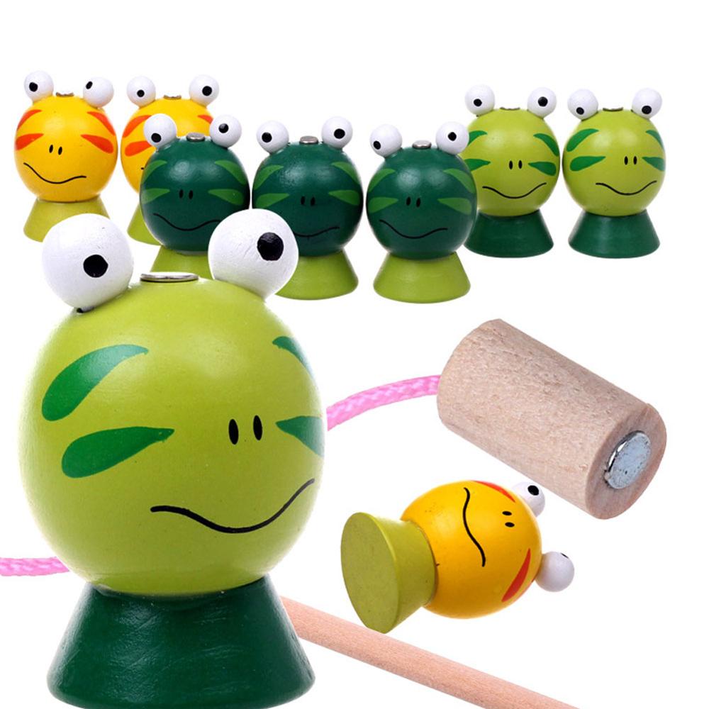 Tune Vissen Speelgoed Training Hand Oog Vereniging 3D Magnetische Vissen Kikker Ouder-kind Interactief Spel Houten Speelgoed Set