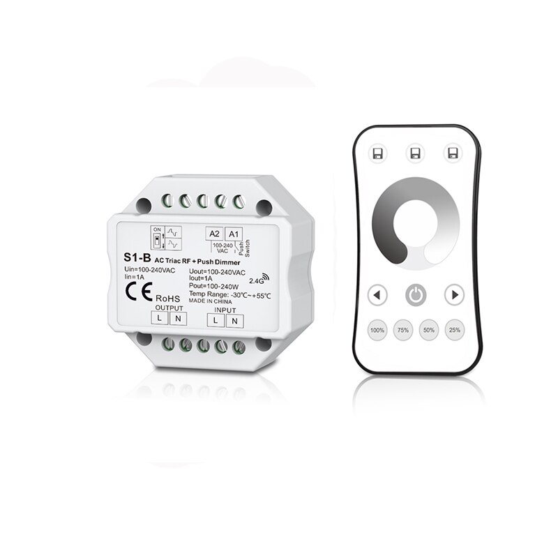 Led Triac Bulb Dimmer Built-in Dimmable 220V RF Wireless 100V-240VAC 1A 240W Output Push Dim Switch Controller: S1-B and R6-1