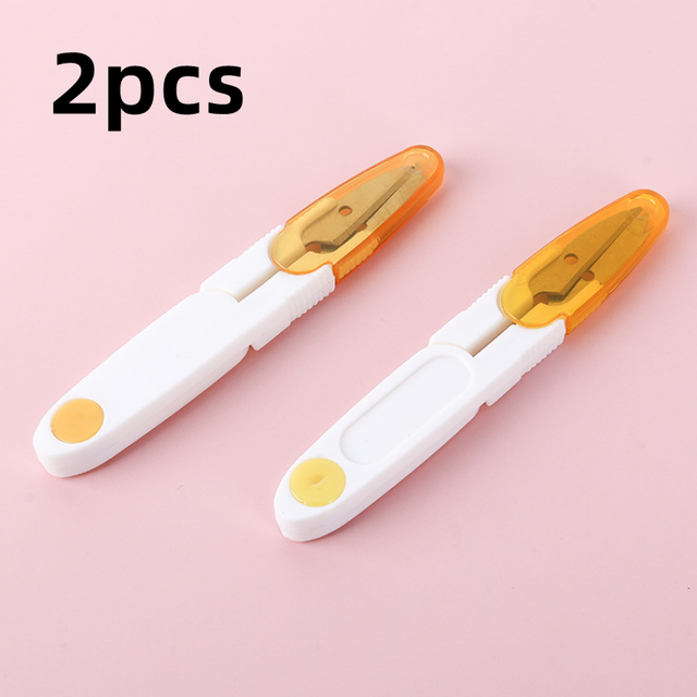 U-Shaped Thread Scissors Deburring Fishing Line Shears Cross Stitch Sewing Snip Thread Tailor Cutter Scissors Diy Craft Tool: yellow-2pcs