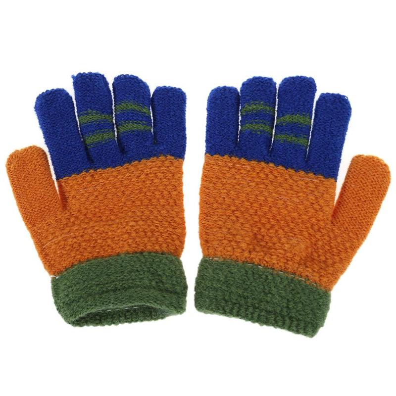 Inverno crianças bebê quente luvas dos desenhos animados crianças malha estiramento luvas meninos meninas retalhos elástico dedo cheio muff mão