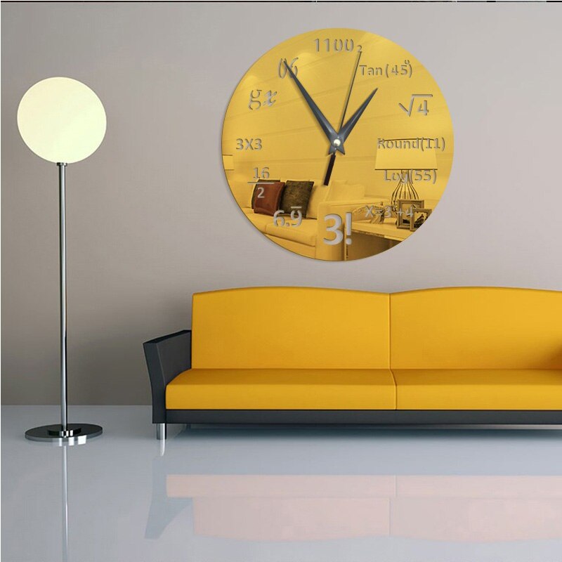 Mathematical equations acrylic mirror wall clock home home study bedroom living room wall decoration wall clock