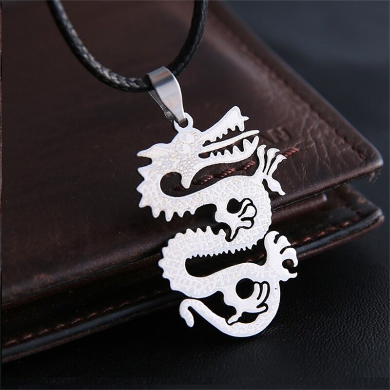 Rinhoo Mannen Punk Dragon Flame Titanium Rvs Cool Lederen Ketting Hanger Ketting Mannen Charme Ketting Sieraden: 7