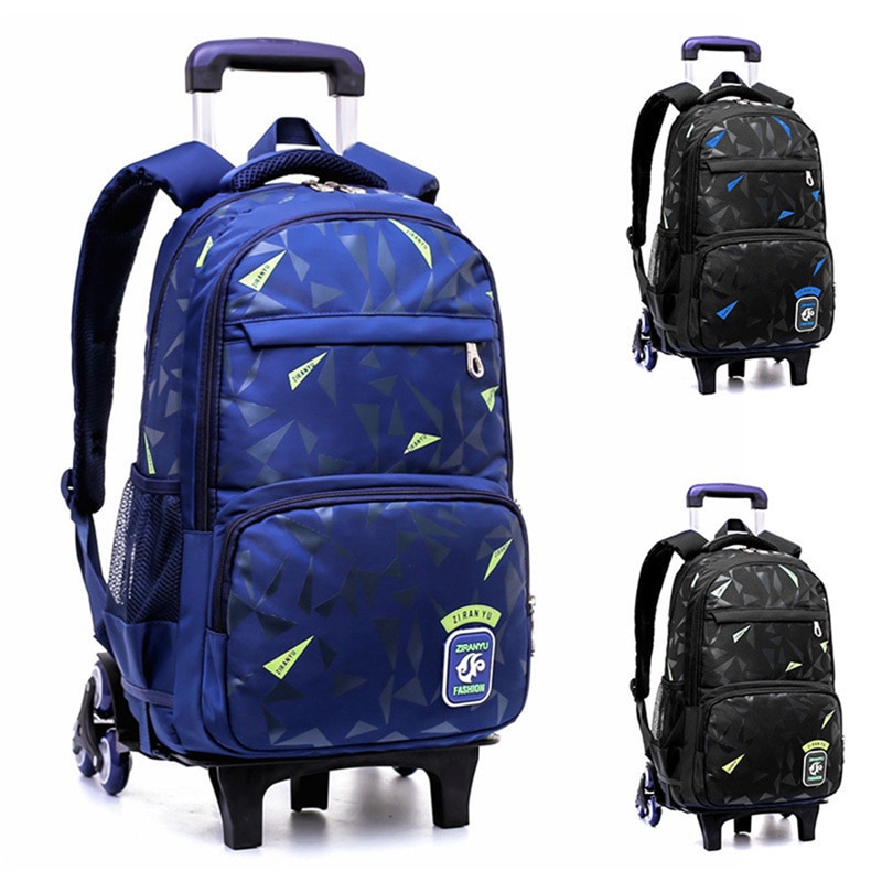 Jongens meisjes trolley schooltas bagage boekentassen waterdichte afneembare kinderschooltassen met 2/6 wielen trap kindertas