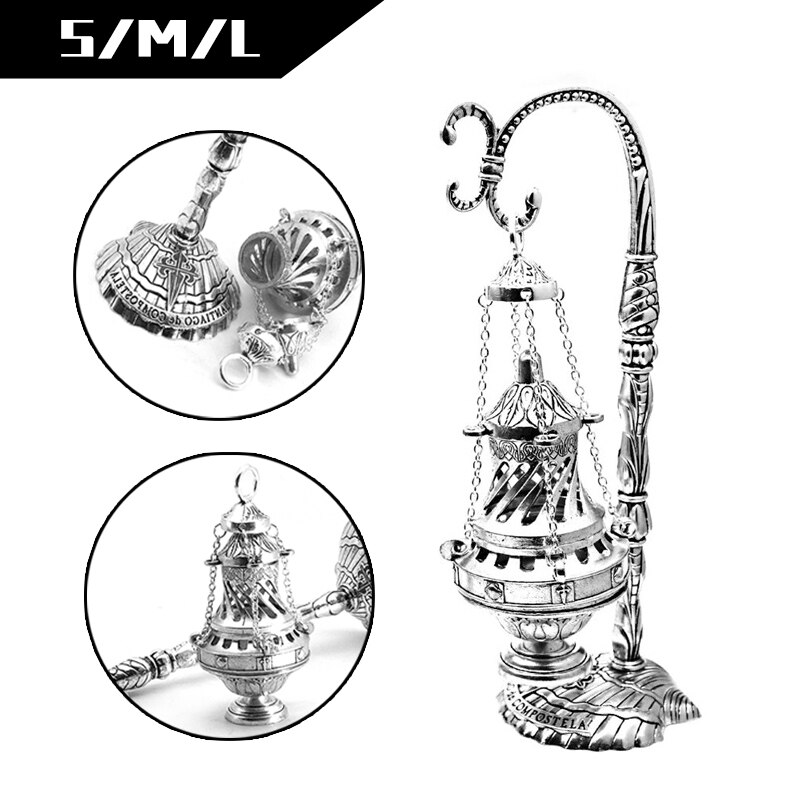 S/M/L Cross Censer Christian Church Incense Burner Religious Worship Utensils Orthodox Relics Crafts Chapel Ornament
