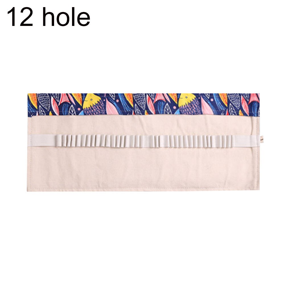 12/24/36 huller pige dreng penalhus pen taske lærred rulle stationær holder panel: Farverige fisk 12 huller