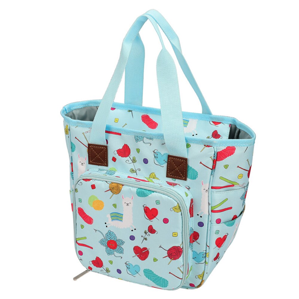 Needles Knitting Bag Yarn Storage Large Capacity Zipper Closure Sewing Accessories Printed Crochet Hooks Tote Organizer Travel